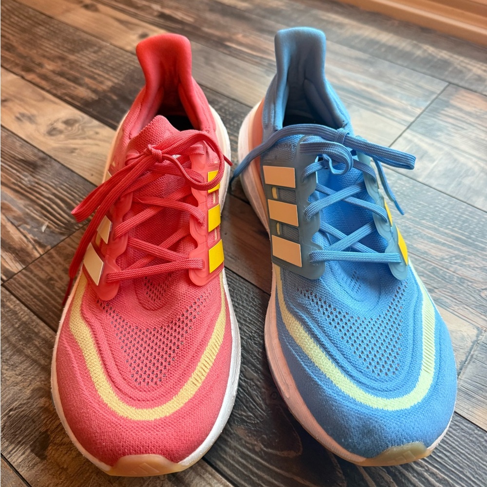 adidas Mismatched Colorblock Ultraboost Running Sneakers - Coral Red & Sky Blue